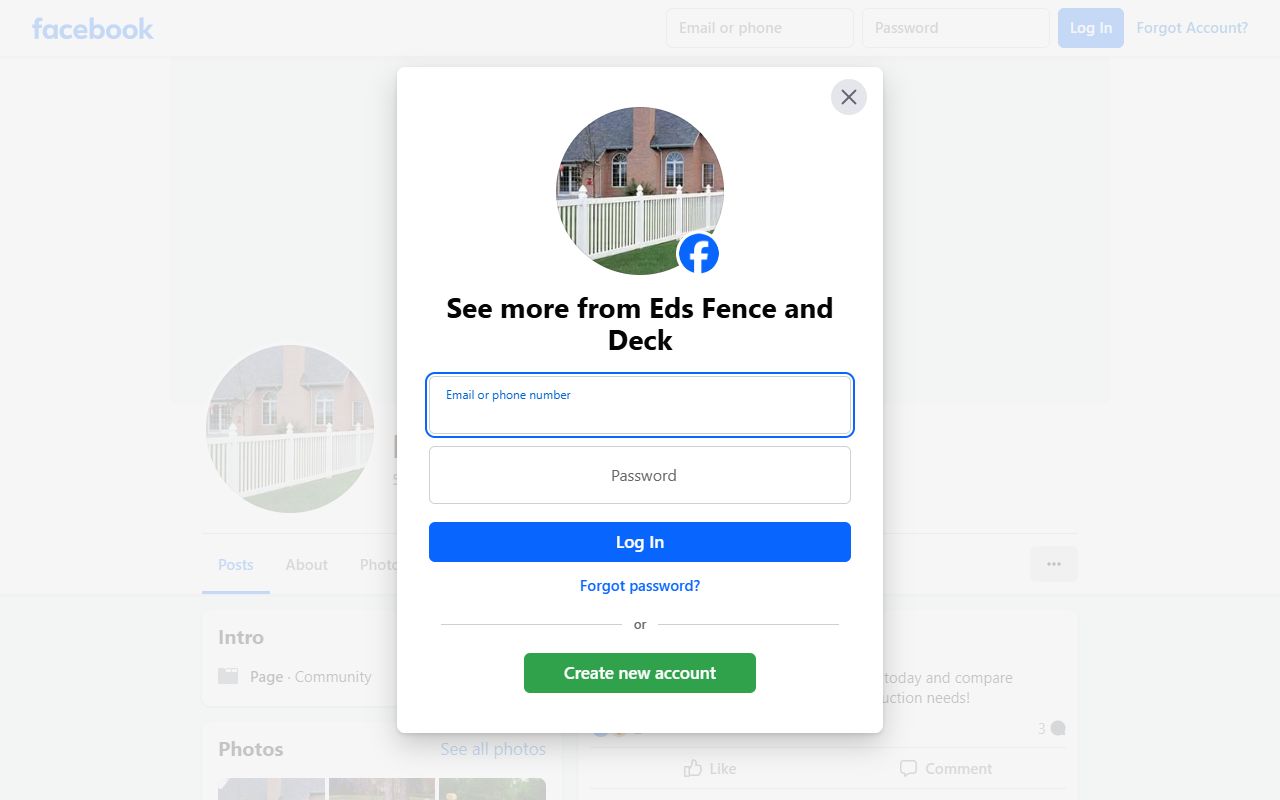 Ed's Fence & Deck website screenshot