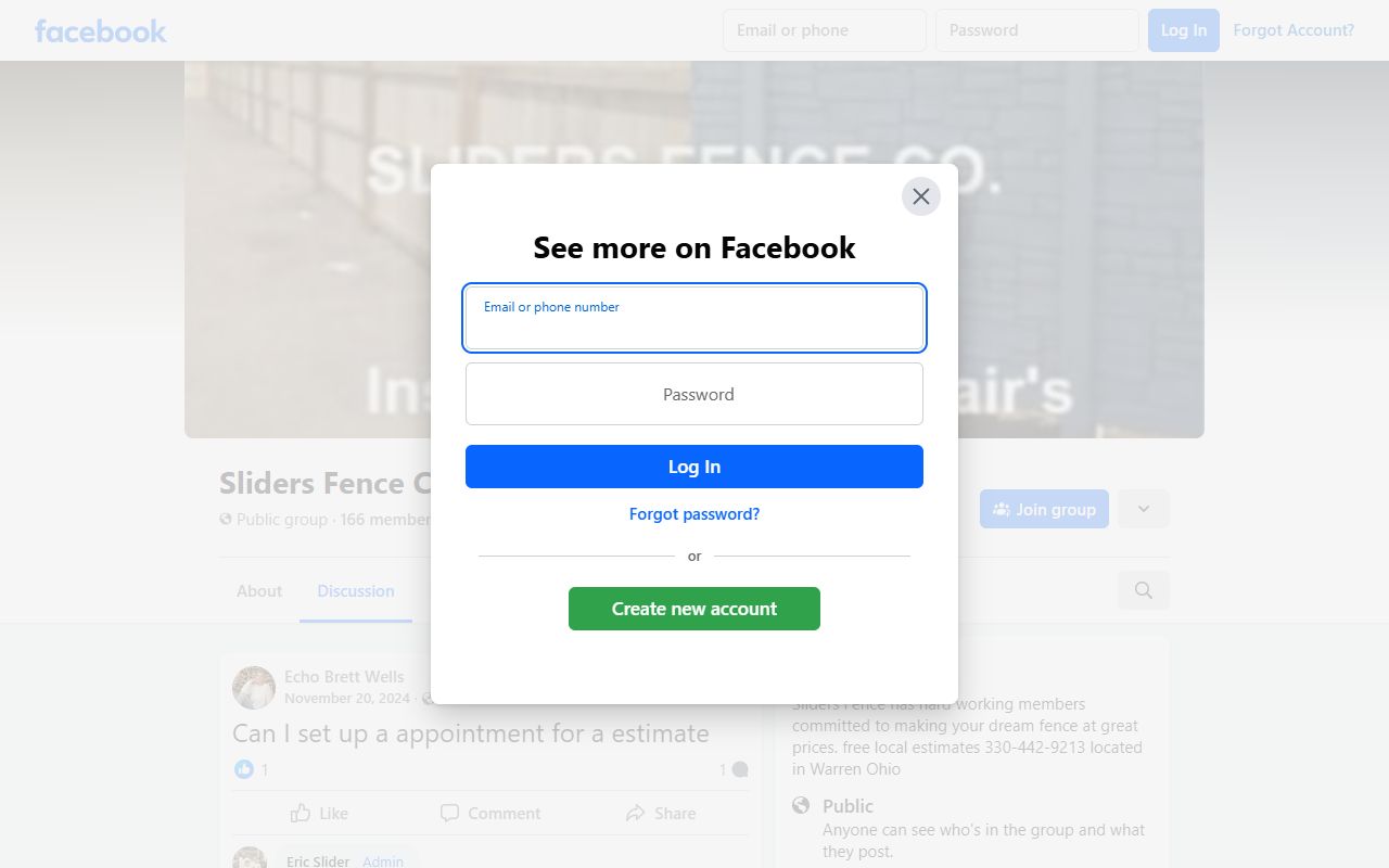 Sliders fence co. llc website screenshot