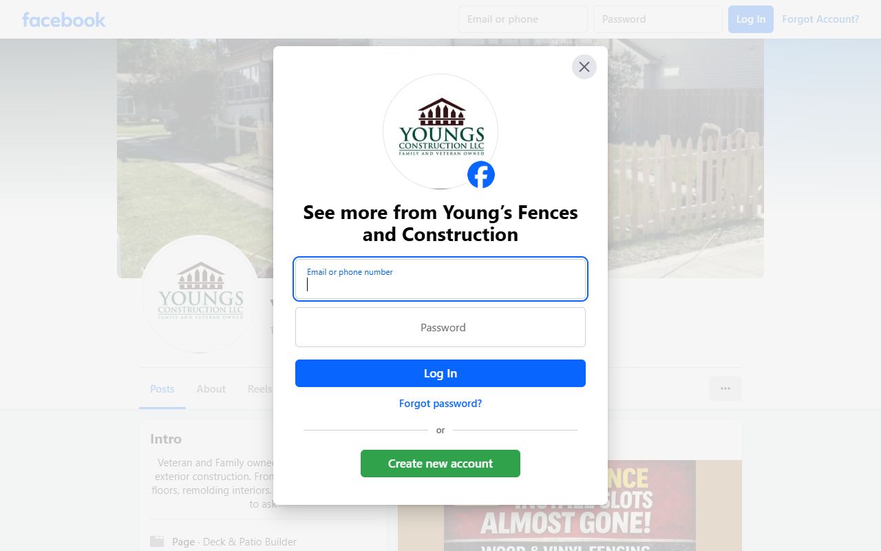 Young’s Construction LLC website screenshot