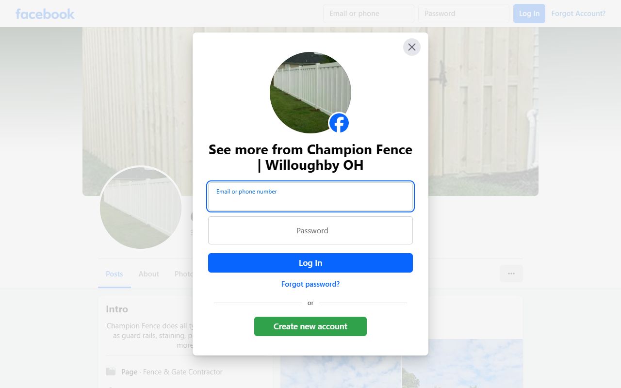Champion Fence & Construction website screenshot