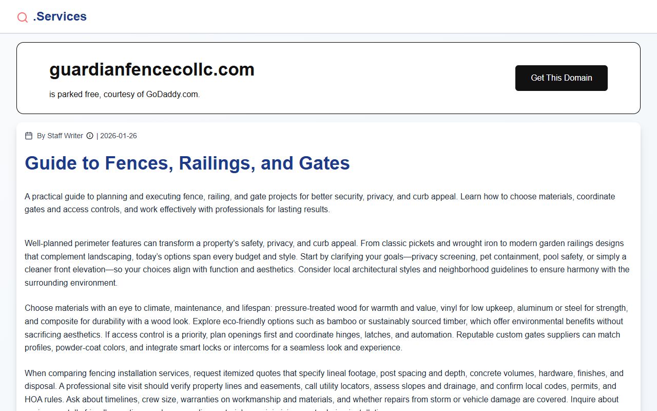 Guardian Fence Co LLC website screenshot
