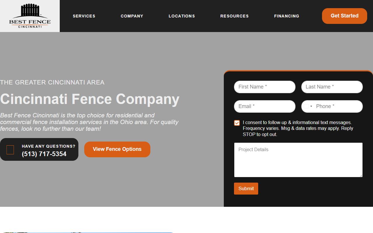 Best Fence Cincinnati LLC website screenshot